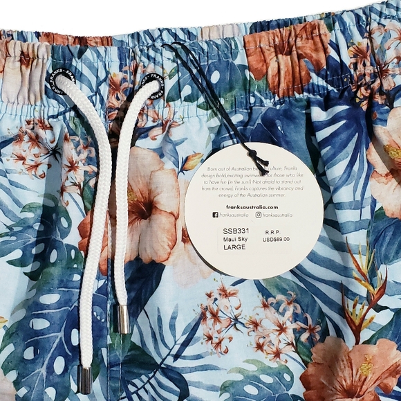 Franks Australia Mens Maui Sky SSB331 Swim Trunks Size Large NWT - Picture 2 of 6